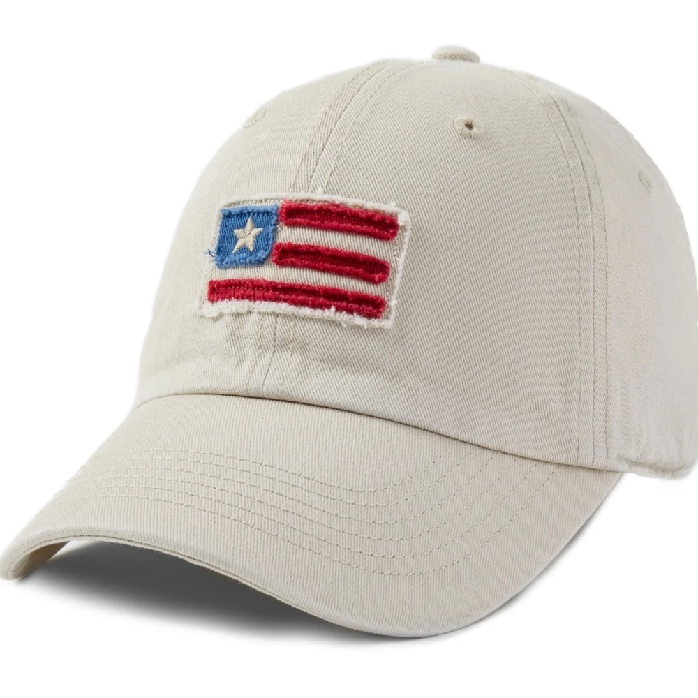 NEW Life is Good Adult Unisex American Flag Tattered Chill Cap, Adjustable, NWT